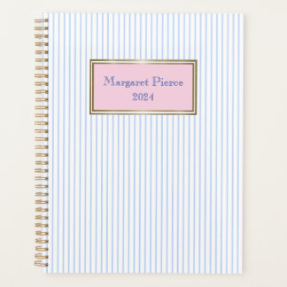 Margaret Pinstripe Planner with Pink