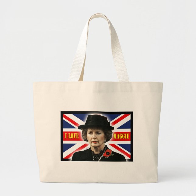 Margaret Thatcher I Love Maggie Large Tote Bag (Front)