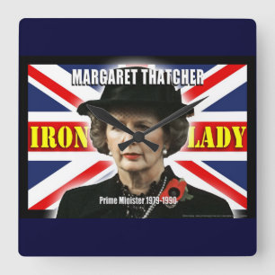 Margaret Thatcher Prime Minister Square Wall Clock