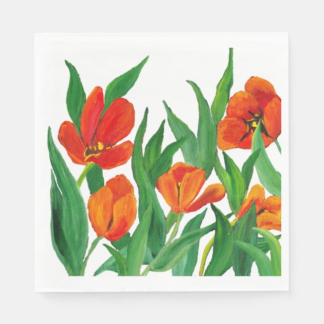 Margaret's Red Tulips Napkin (Front)