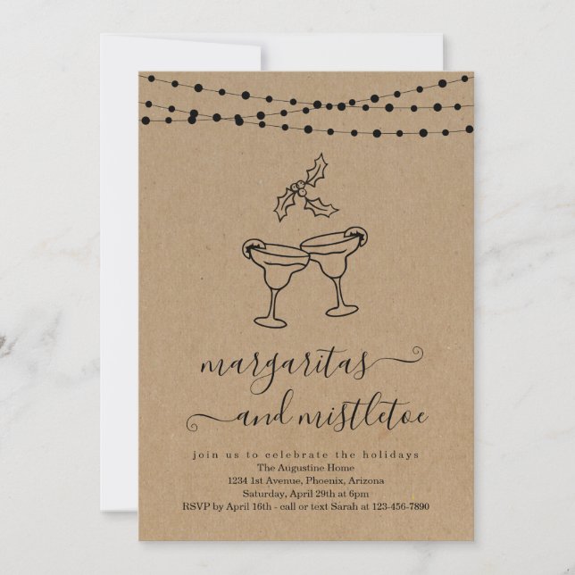 Margarita and Mistletoe Christmas Holiday Party Invitation (Front)