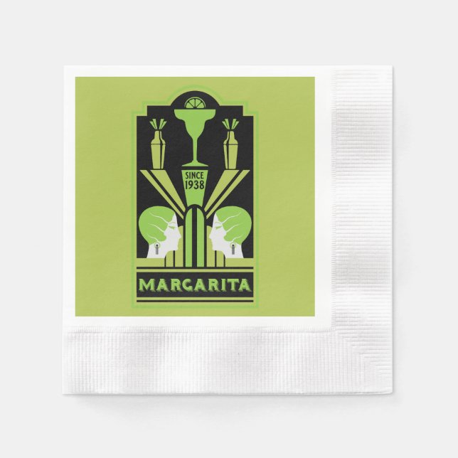  Margarita Art Deco Cocktail Napkin (Front)