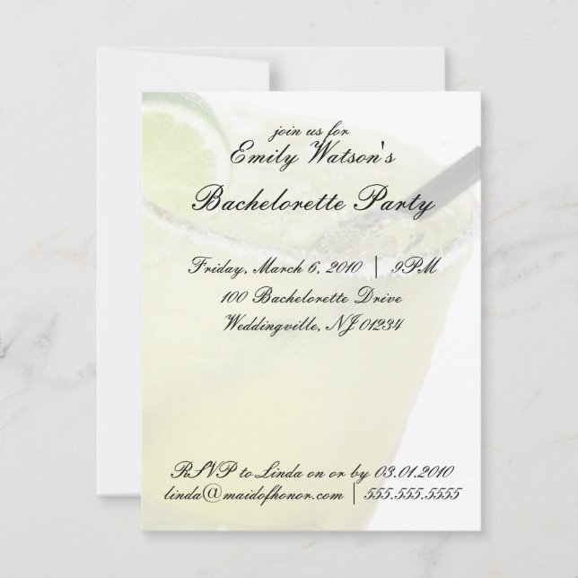 Margarita Bachelorette Party Invitations (Front)