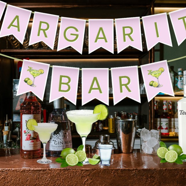 Margarita Bar Pink Bunting (Pink and Green Margarita Bar Cocktail Bunting
)