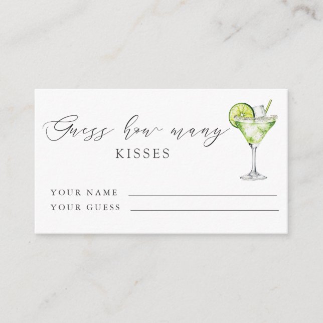 Margarita Bridal Shower Guess How Many Kisses  Enclosure Card (Front)