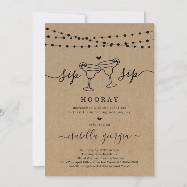 Margarita Bridal Shower or Bachelorette Party Invitation (Front)