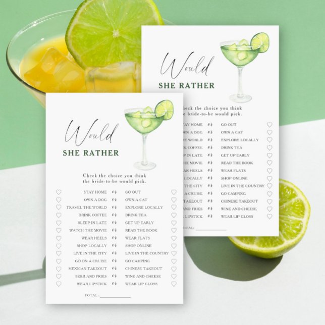 Margarita bridal shower Would she rather game (Creator Uploaded)