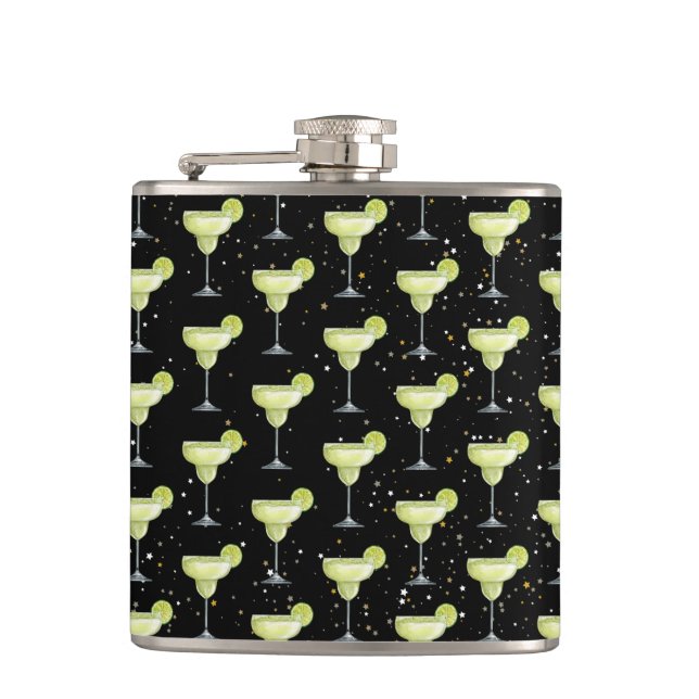 Margarita Cocktail Pattern Hip Flask (Front)