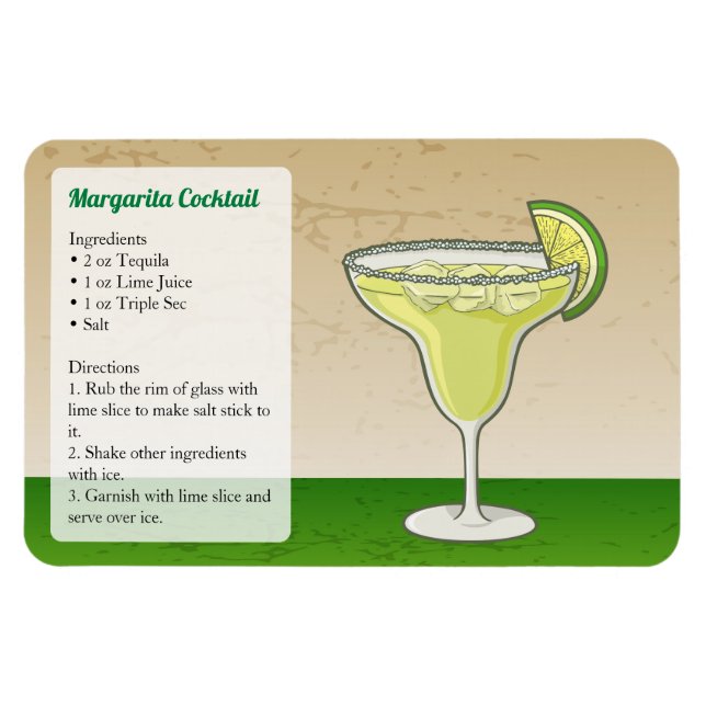 Margarita Cocktail Recipe Magnet (Horizontal)