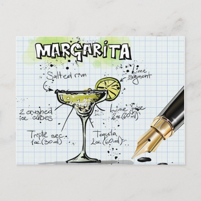Margarita Cocktail Recipe Postcard (Front)