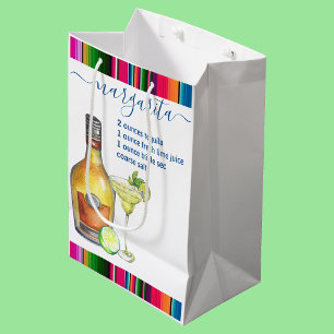 Margarita Cocktail Recipe Watercolor Medium Gift Bag