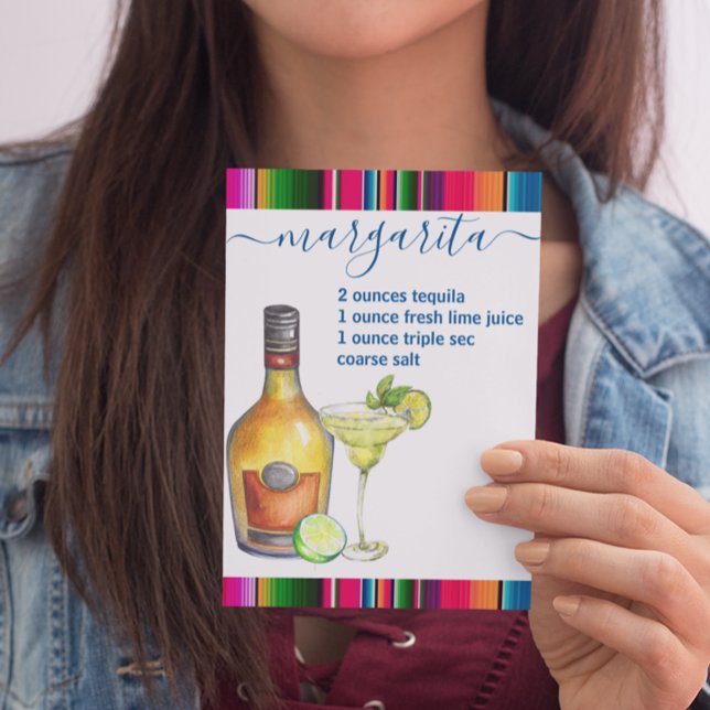 Margarita Cocktail Recipe Watercolor Postcard (Creator Uploaded)