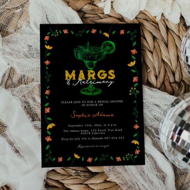 Margarita Coctail Margs & Matrimony Bridal Shower Invitation (Creator Uploaded)