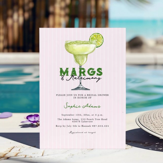 Margarita Coctail Margs & Matrimony Bridal Shower Invitation (Creator Uploaded)