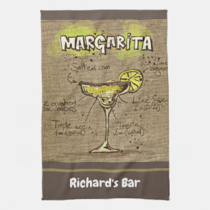 Margarita Custom Bar Burlap Personalized Tea Towel