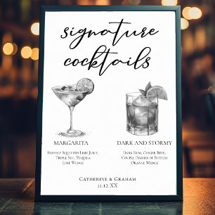 Margarita Dark & Stormy Black White Cocktails Poster