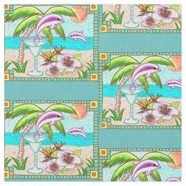 Margarita Dolphin Splash Fabric (Close Up)