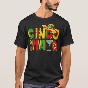 Margarita Drinking Mexican Party Sombrero Cinco De T-Shirt
