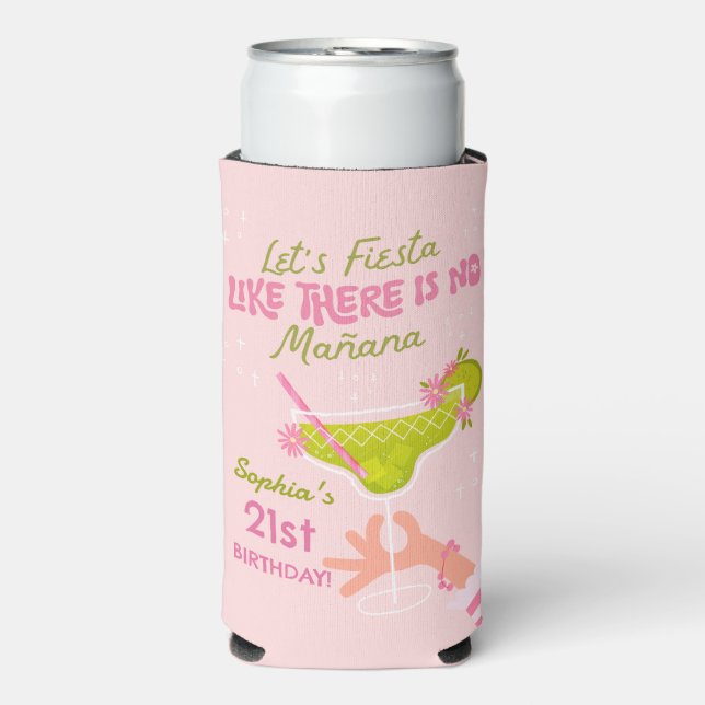 Margarita Fiesta Adult Birthday Party Can Coolers (Seltzer Front)