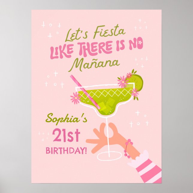 Margarita Fiesta Adult Birthday Party Poster (Front)