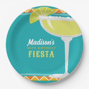 Margarita Fiesta Birthday Party Turquoise Orange Paper Plate