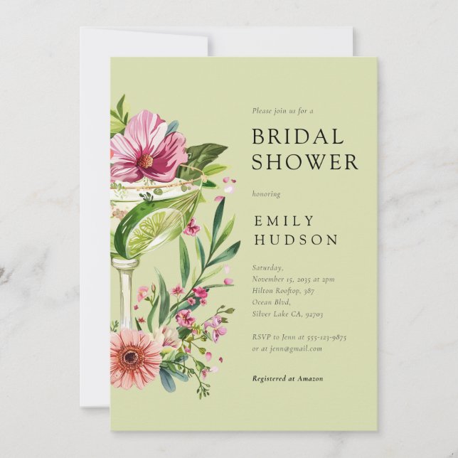 Margarita Fiesta Floral Bridal Shower Invitation (Front)