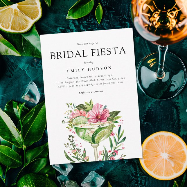 Margarita Fiesta Floral Bridal Shower Invitation (Creator Uploaded)