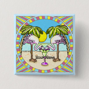 Margarita Flamingo  15 Cm Square Badge