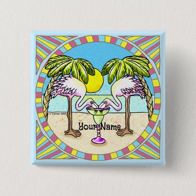 Margarita Flamingo  15 Cm Square Badge (Front)
