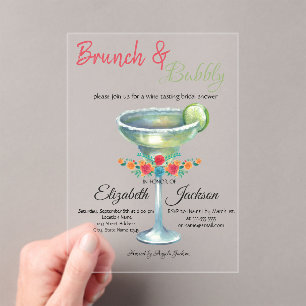 Margarita Flowers Mexican Bridal Shower Acrylic Invitations