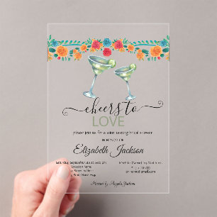 Margarita Flowers Mexican Fiesta Bridal Shower Acrylic Invitations