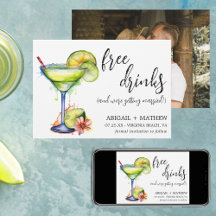 Margarita Funny Drink Trendy Modern Photo Wedding 