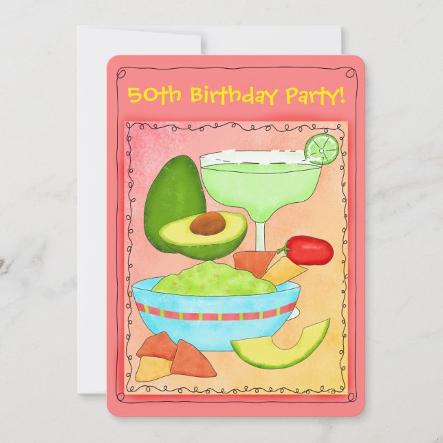 Margarita Guacamole 50th Birthday Party Invitation (Front)