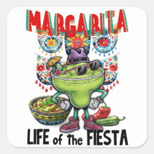 Margarita Life of the Fiesta, Cinco de Mayo Square Sticker