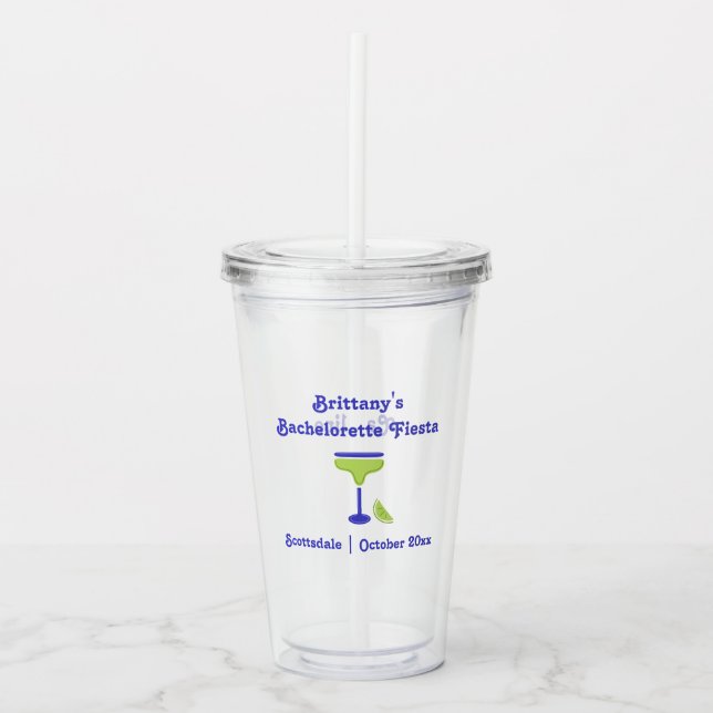 Margarita Lime Bachelorette Fiesta Party Favour Acrylic Tumbler (Front)