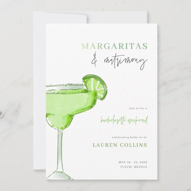 Margarita Margs and Matrimony Bachelorette Invite (Front)
