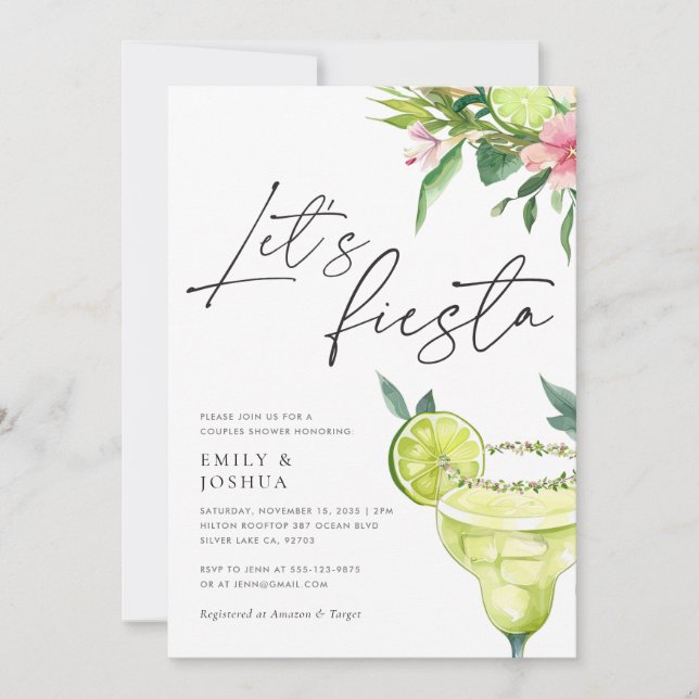Margarita Mexican Fiesta Couples Shower Invitation (Front)