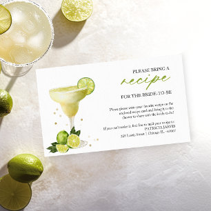 Margarita Party Bridal Shower Recipe Request Enclosure Card