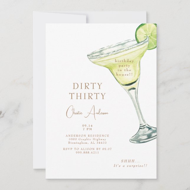 Margarita Party in the House Dirty 30 Birthday  Invitation (Front)