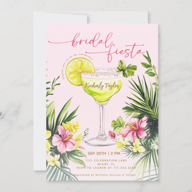 Margarita Pink Bridal Fiesta Floral Bridal Shower Invitation (Front)