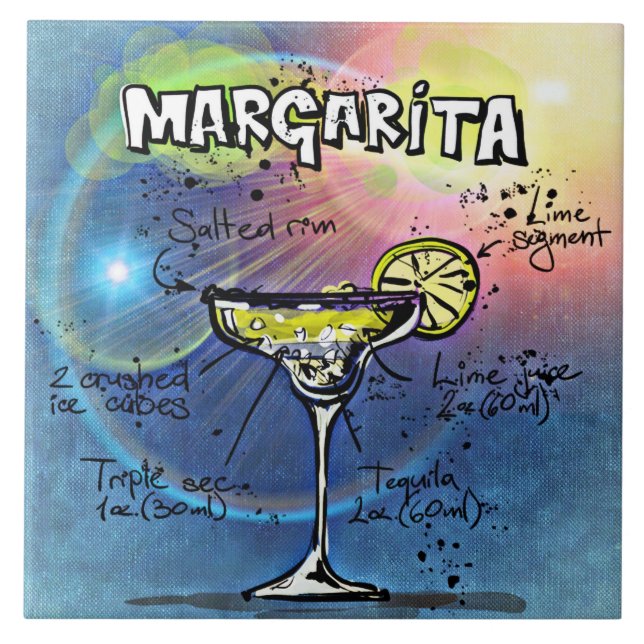 Margarita Recipe Blue Bar Tile (Front)