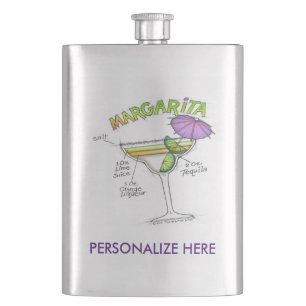 MARGARITA RECIPE COCKTAIL ART HIP FLASK