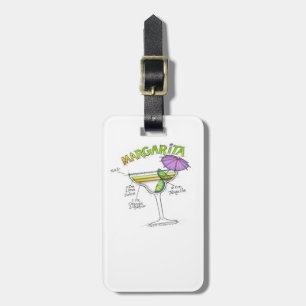 MARGARITA RECIPE COCKTAIL ART LUGGAGE TAG