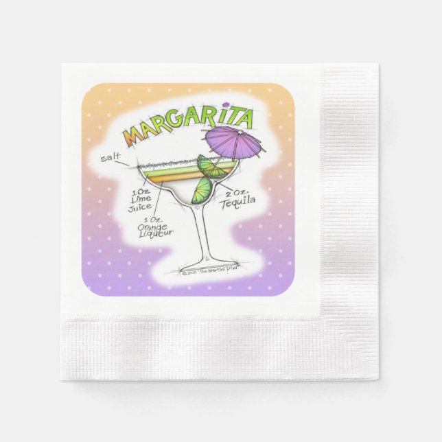 MARGARITA RECIPE COCKTAIL ART NAPKIN (Front)