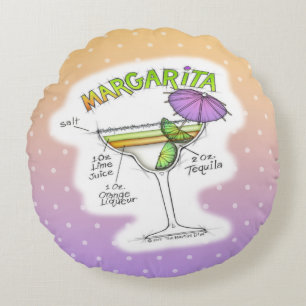 MARGARITA RECIPE COCKTAIL ART ROUND CUSHION