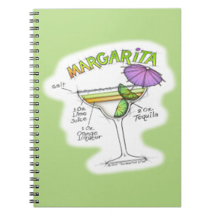 MARGARITA RECIPE COCKTAIL ART SPIRAL NOTEBOOK