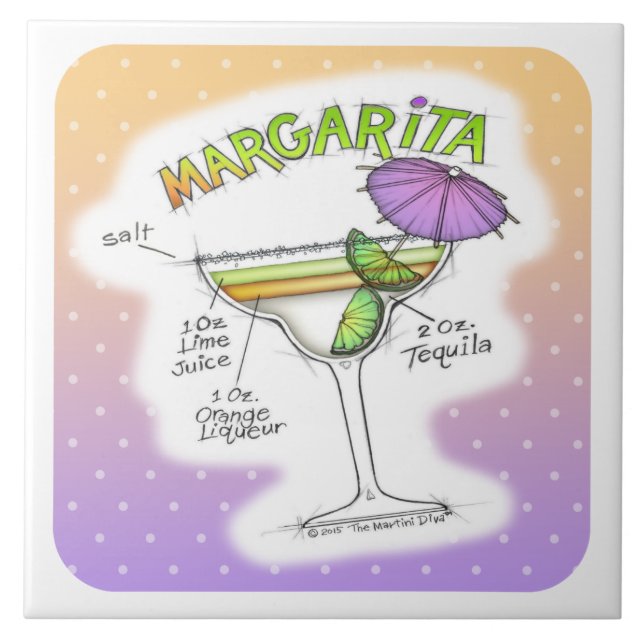 MARGARITA RECIPE COCKTAIL ART TILE (Front)