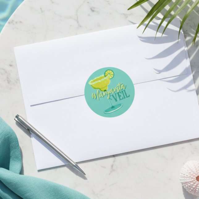 Margarita Veil Bachelorette Party Classic Round Sticker (Margarita Veil Bachelorette Party Classic Round Sticker)