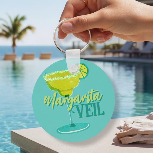 Margarita Veil Bachelorette Party Illustrated Key Ring (Margarita Veil Bachelorette Party Illustrated Keychain)