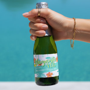 Margarita Veil Tropical Bachelorette Sparkling Wine Label